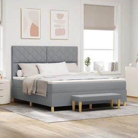 Box Spring Ágy matraccal és paddal Világosszürke 180x200 cm Szövet