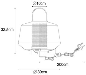 Art Deco asztali lámpa fekete füstüveggel 30 cm - Kevin