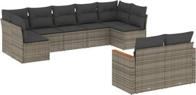 vidaXL 9 részes szürke polyrattan kerti ülőgarnitúra párnákkal