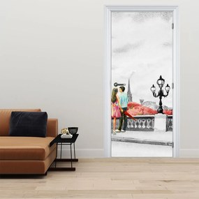 Fotótapéta ajtóra - Szerelmesek Párizsban (95x205cm)