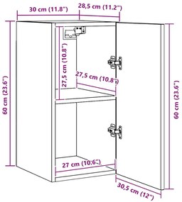 TV Szekrény Szett 4 pcs Musta tammi 30.5 x 30 x 60 cm Faanyag
