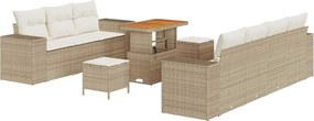 vidaXL Kerti Kanapé Szett párnával 10 pcs Beige és krém Poly Rattan