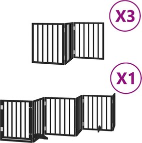 vidaXL fekete nyárfa 15 paneles összecsukható kutyakapu ajtóval 750 cm