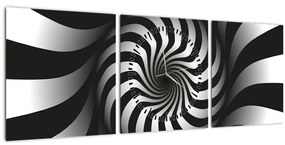 Absztrakt kép egy fekete-fehér spirál (órával) (90x30 cm)