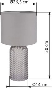 Globo 21735CH Asztali lámpa, üveg pezsgő színű, textil pezsgő színű, kábel PVC fehér, billenőkapcsoló a kábelen, ø: 265mm, M: 500mm, kábel hossza 1300mm, 1x E27 60W 230V izzó nélkül