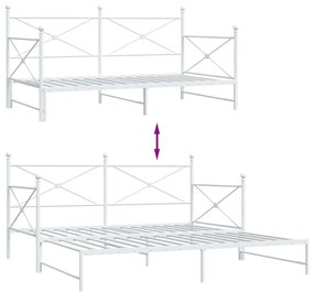 Daybed with Trundle without Mattress White 107x203 cm acél