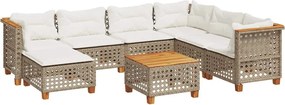 vidaXL 8 részes bézs polyrattan kerti ülőgarnitúra párnával