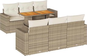 vidaXL 7 részes bézs polyrattan kerti ülőgarnitúra párnákkal