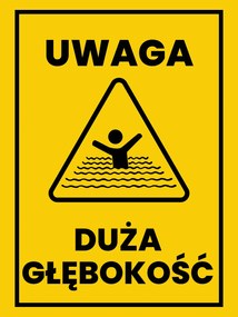 Fém poszter információ Figyelem Nagy Mélység 30x40