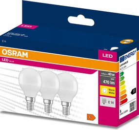 3x Led izzó E14 P45 4,9W 40W 470lm 2700K Meleg 200° Osram Value