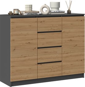 2D4S komód, antracit-tölgy