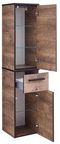 Barna függő fürdőszoba szekrény tölgyfa dekorral 30x72 cm Set 374 - Pelipal