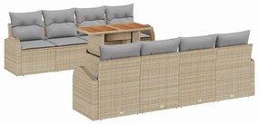 vidaXL Kerti Kanapé Szett tárolóval 9 pcs Bézs Poli rattan