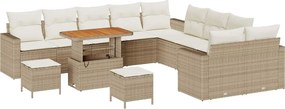 vidaXL Kerti Kanapé Szett 13 pcs Bézs polirattan