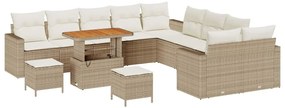 vidaXL Kerti Kanapé Szett 13 pcs Bézs polirattan