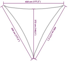 homokszínű 100% oxford szövet napvitorla 4,5x4,5x4,5 m
