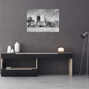 Üveg kép - Kávé művészeti város (70x50 cm)