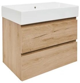 SAT B-Way Fürdőszobaszekrény mosdóval, 2 fiókos 79x50x45 cm matt tölgy BWAY280OAKU2BI