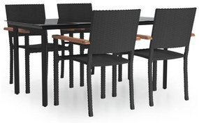 vidaXL 5 részes fekete polyrattan kerti étkezőgarnitúra