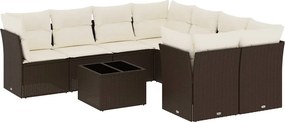 vidaXL 9 részes barna polyrattan kerti ülőgarnitúra párnákkal