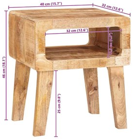 Végasztalok polcokkal 40 x 32 x 46 cm tömör mangófa