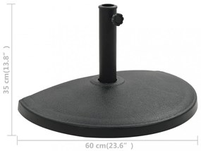 félkör alakú fekete műgyanta napernyőtalp 15 kg
