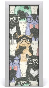 Ajtóposzter öntapadós Macskák szemüveg 75x205 cm