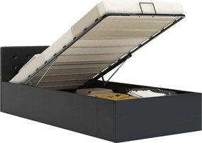 vidaXL fekete műbőr ágykeret hidraulikus ágyneműtartóval 100 x 200 cm