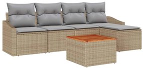 vidaXL Kerti Kanapé Szett párnával 6 pcs Bézs polirattan