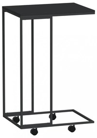 fekete szerelt fa kisasztal kerekekkel 40 x 30 x 63,5 cm