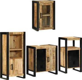 vidaXL Fürdőszoba bútor szett polcokkal 4 pcs Barna Szilárd Mangófába