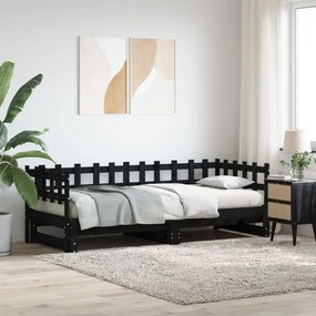 tömör fa kihúzható nappali ágy matrac nélkül 2x(90x190) cm