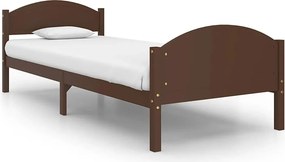 vidaXL sötétbarna tömör fenyőfa ágykeret 100 x 200 cm