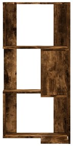 3 szintes füstös tölgy szerelt fa sarok könyvespolc 50x50x102cm