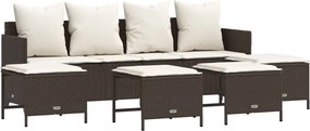 vidaXL 5 részes barna polyrattan kerti ülőgarnitúra párnával