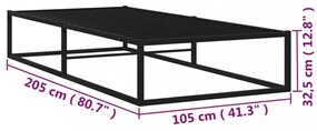 fekete fém ágykeret 100 x 200 cm