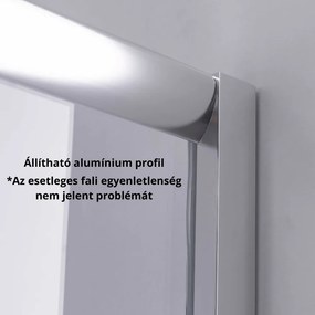 Stuxi Nizza 80x80 cm szögletes két tolóajtós zuhanykabin 6 mm vízlepergető biztonsági üveggel, króm elemekkel, 190 cm magas, zuhanytálcával és szifonnal