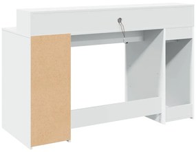 fehér szerelt fa íróasztal LED-világítással 140 x 55 x 91 cm