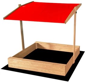 Gyermek homokozó piros tetővel 120 x 120 cm