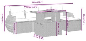 6 részes szürke polyrattan kerti ülőgarnitúra párnákkal