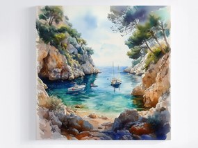 Vászonkép Canvas Tájkép Horvátország Tengerpart Öböl Tenger Jacht 40x40