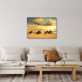 Üveg kép - Kunyhók a sivatagban (70x50 cm)