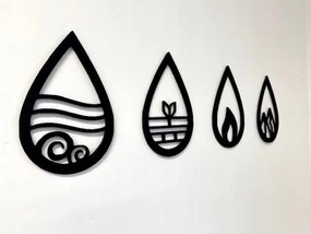 Pet-Jos Fali Dekoráció 4 Darabos Szett 4 Elem Fából 82x20 cm Fekete