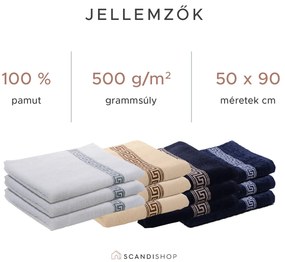 GREEK sötétkék törölköző 50 x 90 cm, 100% pamut