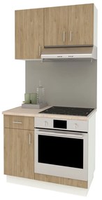 Benita konyhabútor szett V1, választható munkapult 28 mm, 100 cm - Természetes fa-Fehér