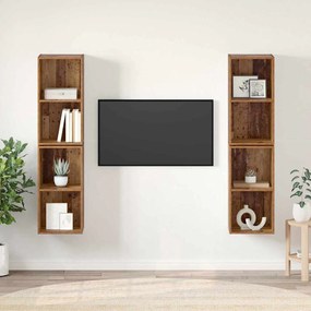 Fali TV Szekrény 4 pcs Régi fa 37 x 37 x 72 cm Faanyag