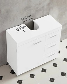 Mosdó alatti szekrény, fürdőszobai szekrény 3 nagy fiókkal, 30 x 70 x 64 cm, fehér