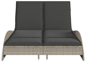 világosszürke polyrattan napozóágy párnákkal 114x205x73 cm