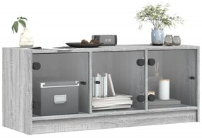 vidaXL szürke sonoma színű TV-szekrény üvegajtókkal 102 x 37 x 42 cm