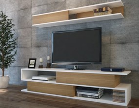 Sims TV-állvány, fehér-teak, 176 cm